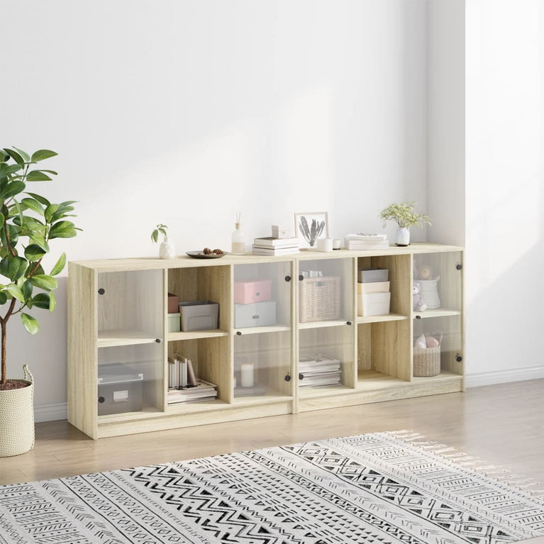 Boekenkast met deuren 204x37x75 cm hout sonoma eikenkleurig