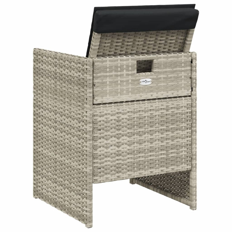 Tuinstoelen 4 st met kussens poly rattan lichtgrijs
