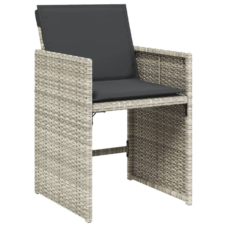 Tuinstoelen 4 st met kussens poly rattan lichtgrijs