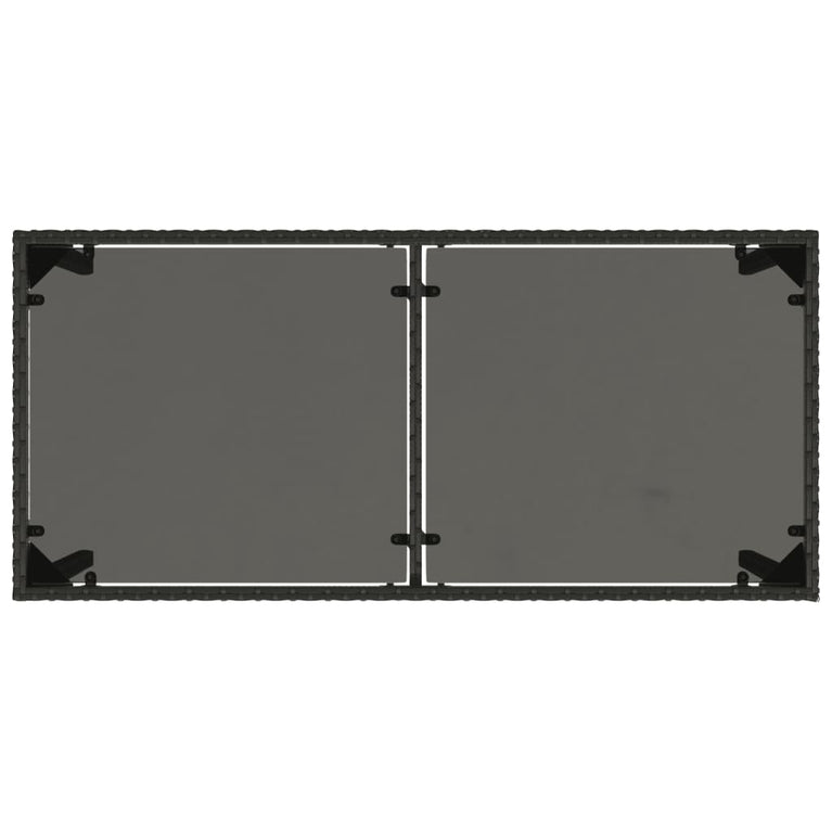 Tuintafel met glazen blad 115x54x74 cm poly rattan zwart