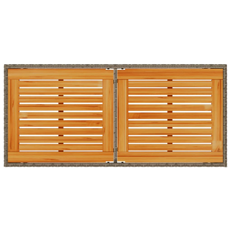 Tuintafel met acaciahouten blad 115x54x74 cm poly rattan grijs