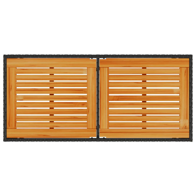 Tuintafel met acaciahouten blad 115x54x74 cm poly rattan zwart