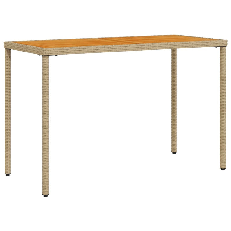 Tuintafel met acaciahouten blad 115x54x74 cm poly rattan beige