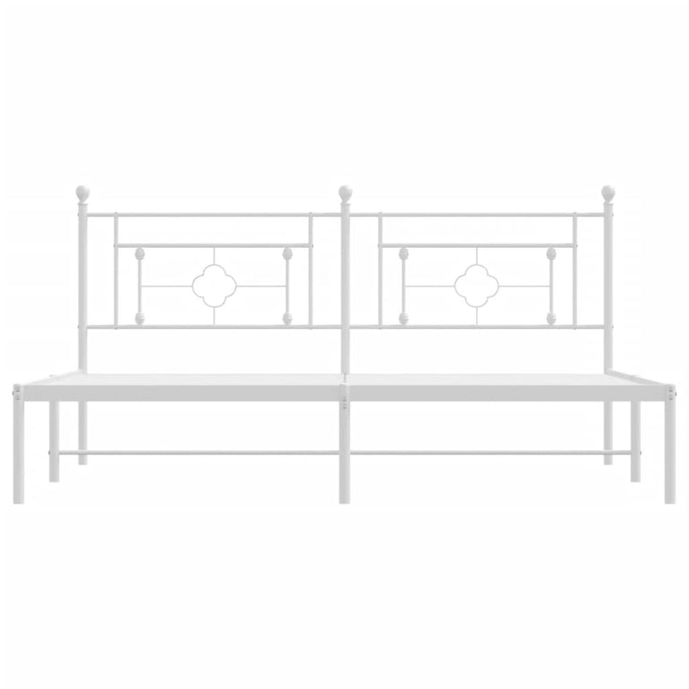 Bedframe met hoofdbord metaal wit 180x200 cm