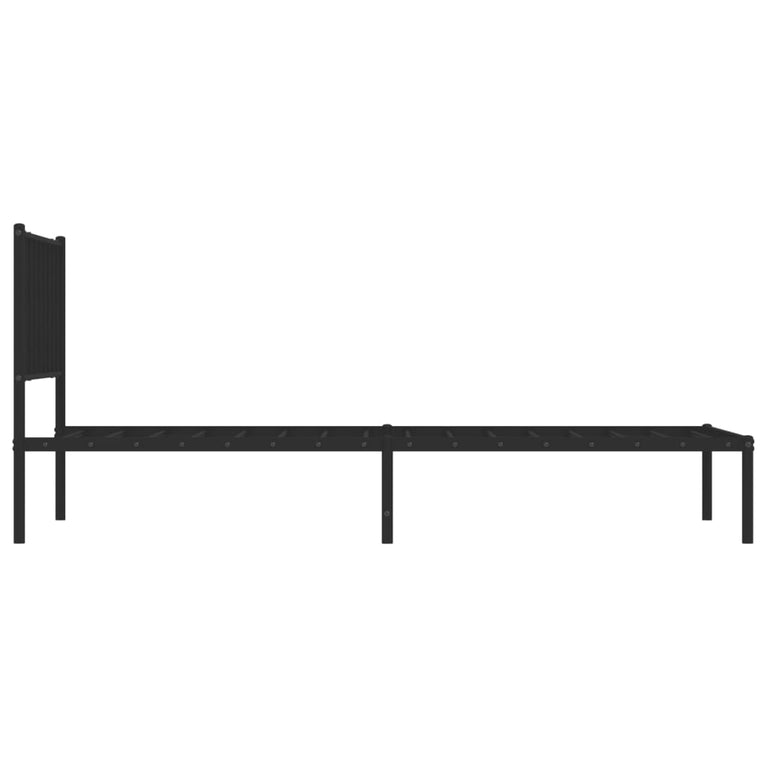 Bedframe met hoofdbord metaal zwart 107x203 cm