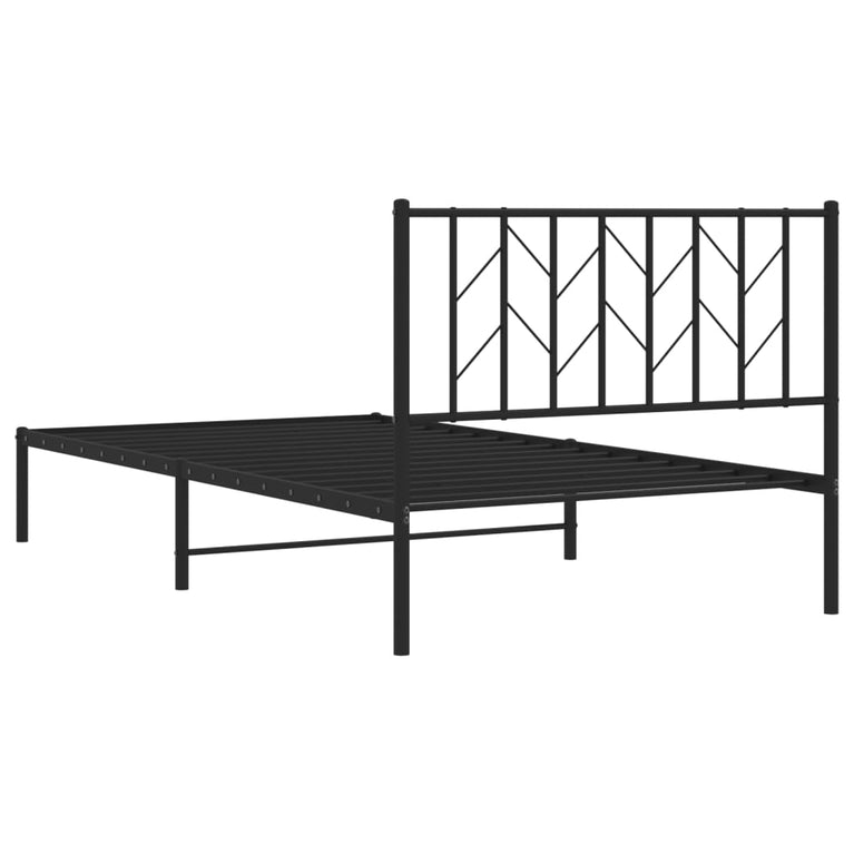 Bedframe met hoofdbord metaal zwart 107x203 cm