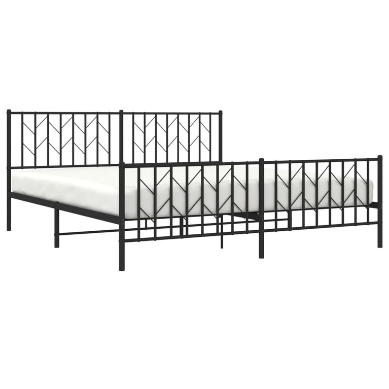 Bedframe met hoofd- en voeteneinde metaal zwart 180x200 cm