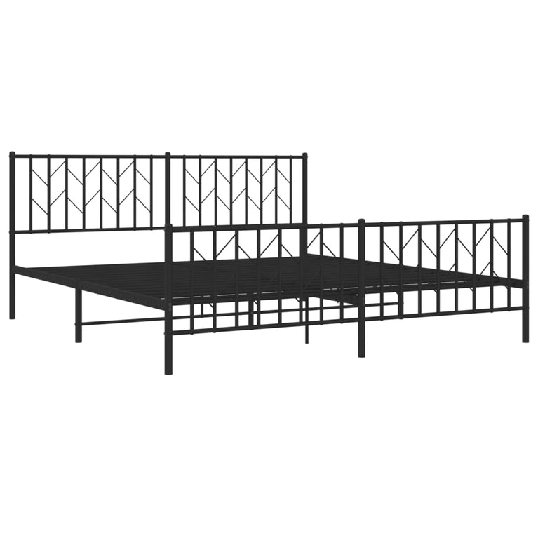 Bedframe met hoofd- en voeteneinde metaal zwart 180x200 cm