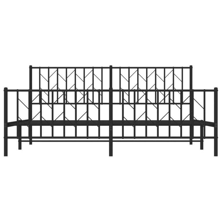 Bedframe met hoofd- en voeteneinde metaal zwart 180x200 cm