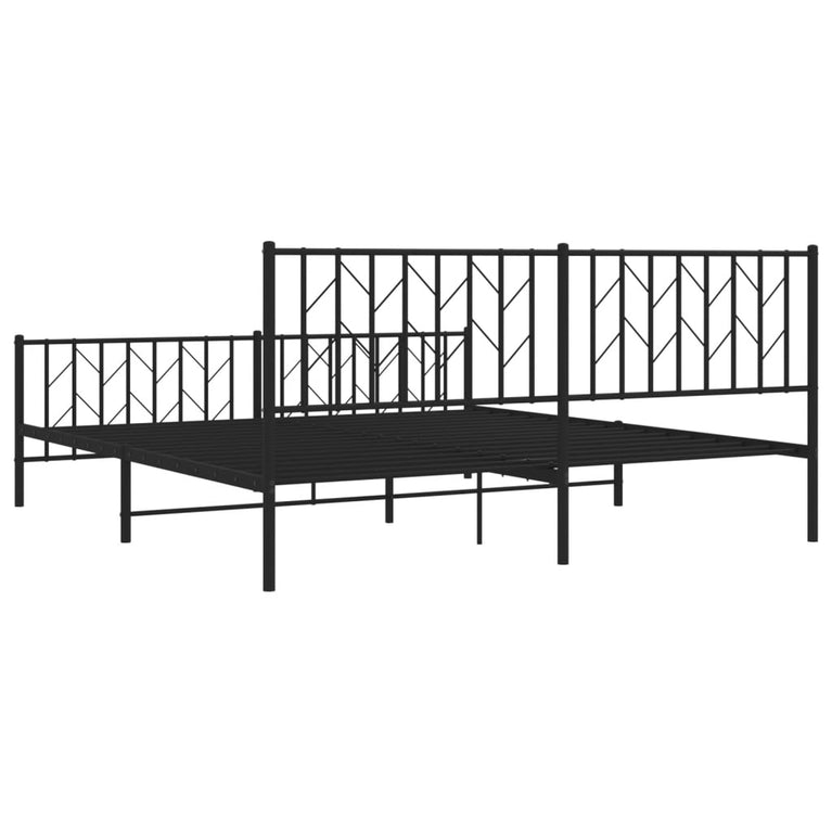 Bedframe met hoofd- en voeteneinde metaal zwart 180x200 cm