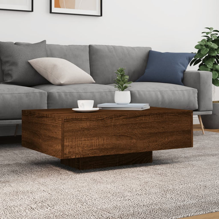 Salontafel met LED-verlichting 85x55x31 cm bruin eikenkleur
