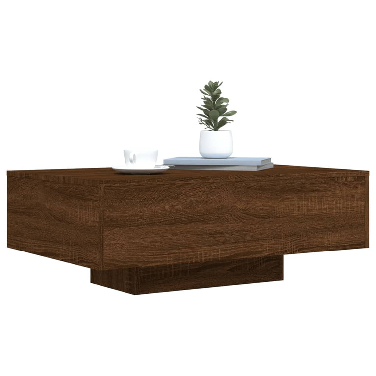 Salontafel met LED-verlichting 85x55x31 cm bruin eikenkleur