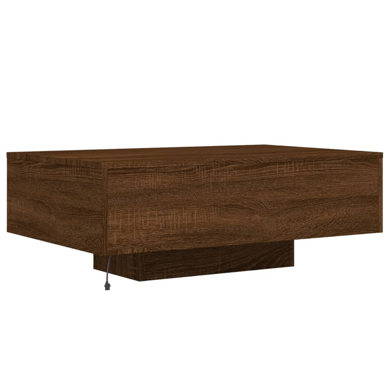 Salontafel met LED-verlichting 85x55x31 cm bruin eikenkleur