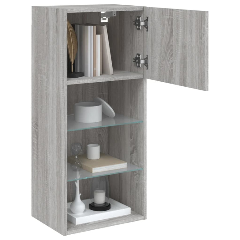 Tv-meubels met LED-verlichting 2 st 40,5x30x80 cm grijs sonoma