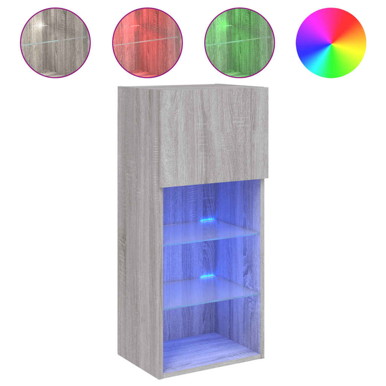Tv-meubels met LED-verlichting 2 st 40,5x30x80 cm grijs sonoma