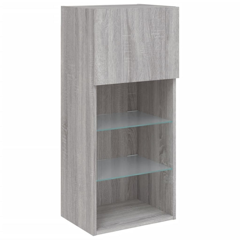 Tv-meubels met LED-verlichting 2 st 40,5x30x80 cm grijs sonoma