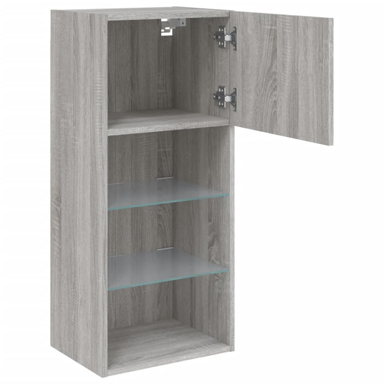 Tv-meubels met LED-verlichting 2 st 40,5x30x80 cm grijs sonoma