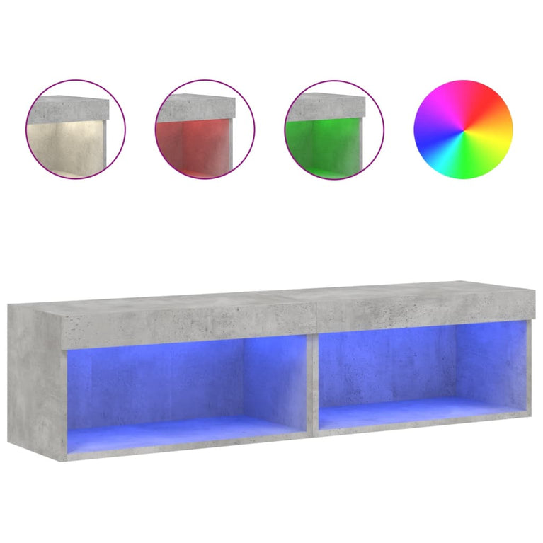 Tv-meubels met LED-verlichting 2 st 60x30x30 cm betongrijs