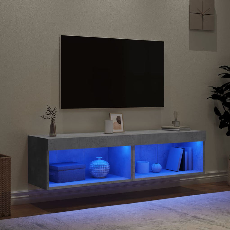 Tv-meubels met LED-verlichting 2 st 60x30x30 cm betongrijs