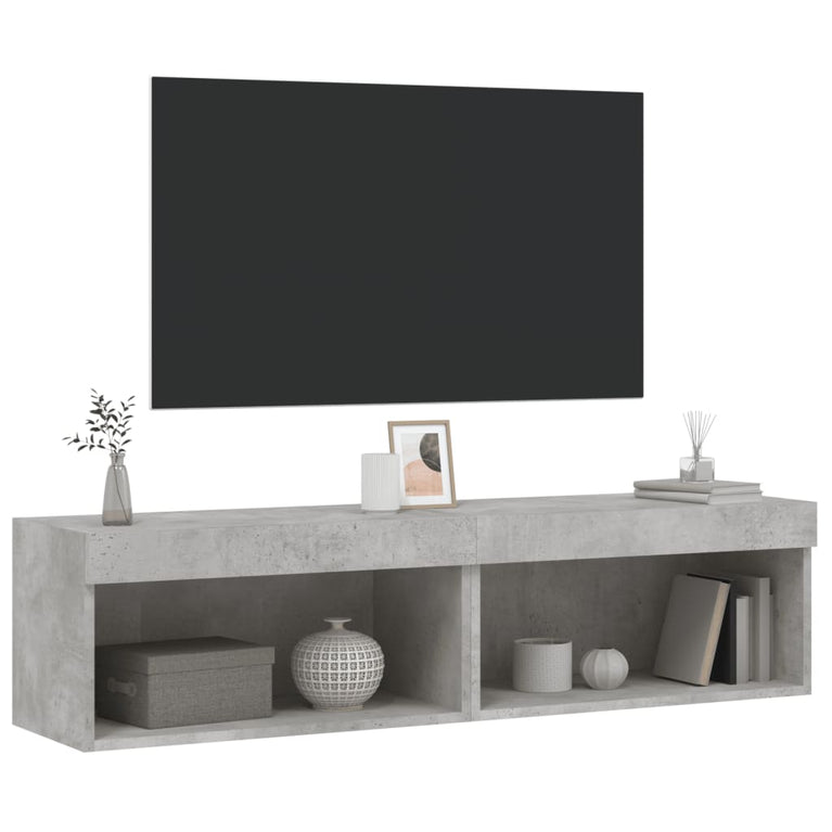 Tv-meubels met LED-verlichting 2 st 60x30x30 cm betongrijs