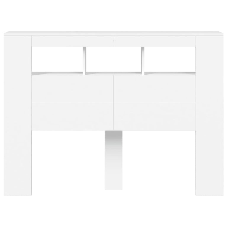 Hoofdeinde met LED 140x18,5x103,5 cm bewerkt hout wit
