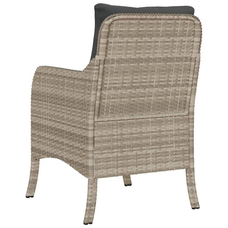 Tuinstoelen 2 st met kussens poly rattan lichtgrijs