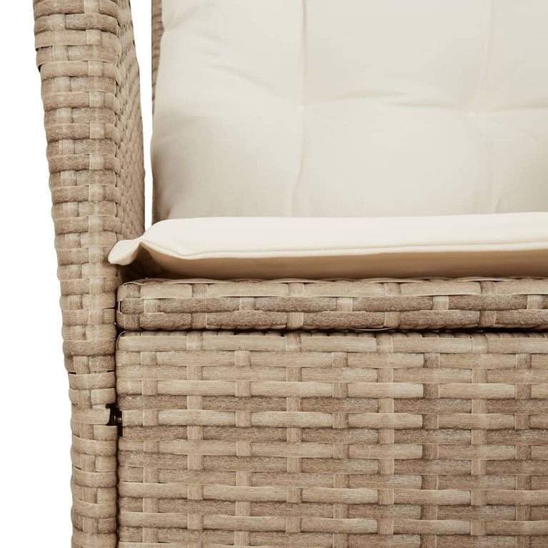 Tuinstoelen 2 st verstelbaar met kussens poly rattan beige