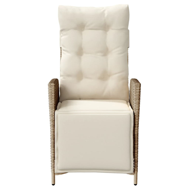 Tuinstoel verstelbaar met voetensteun poly rattan beige