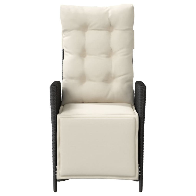 Tuinstoelen 2 st verstelbaar met voetensteun poly rattan zwart