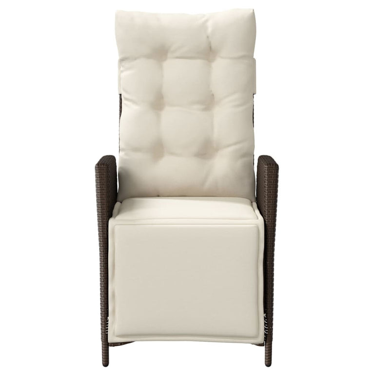 Tuinstoelen 2 st verstelbaar met voetensteun poly rattan bruin