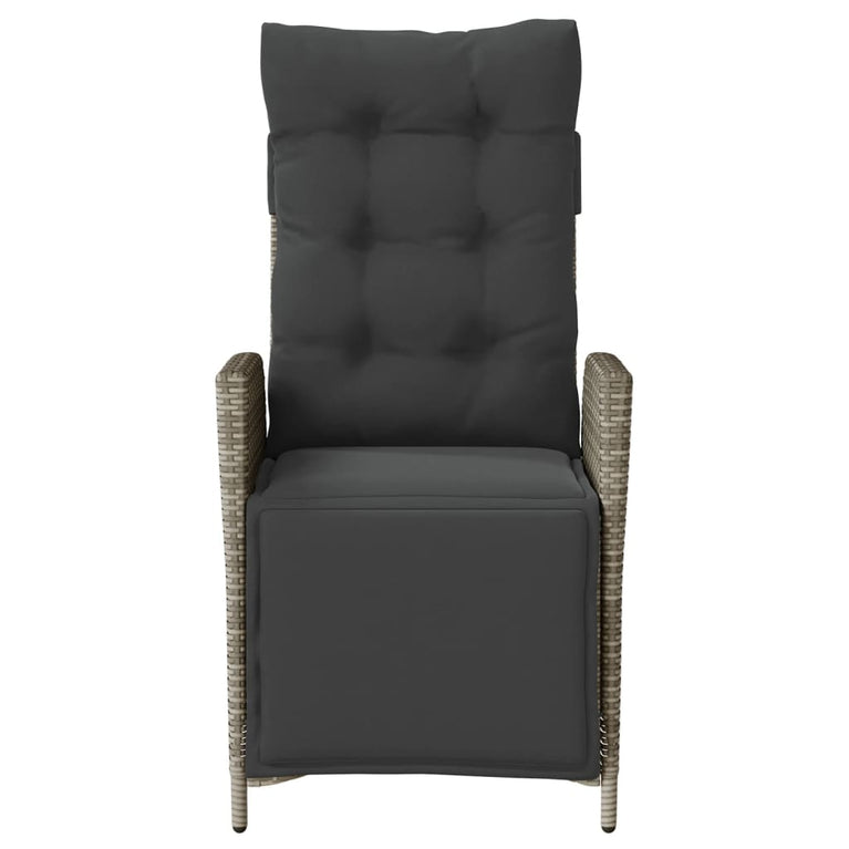 Tuinstoelen 2 st verstelbaar met voetensteun poly rattan grijs