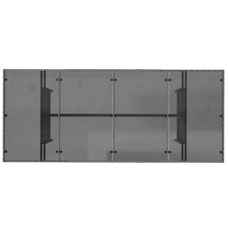 Tuintafel met glazen blad 190x80x74 cm poly rattan grijs