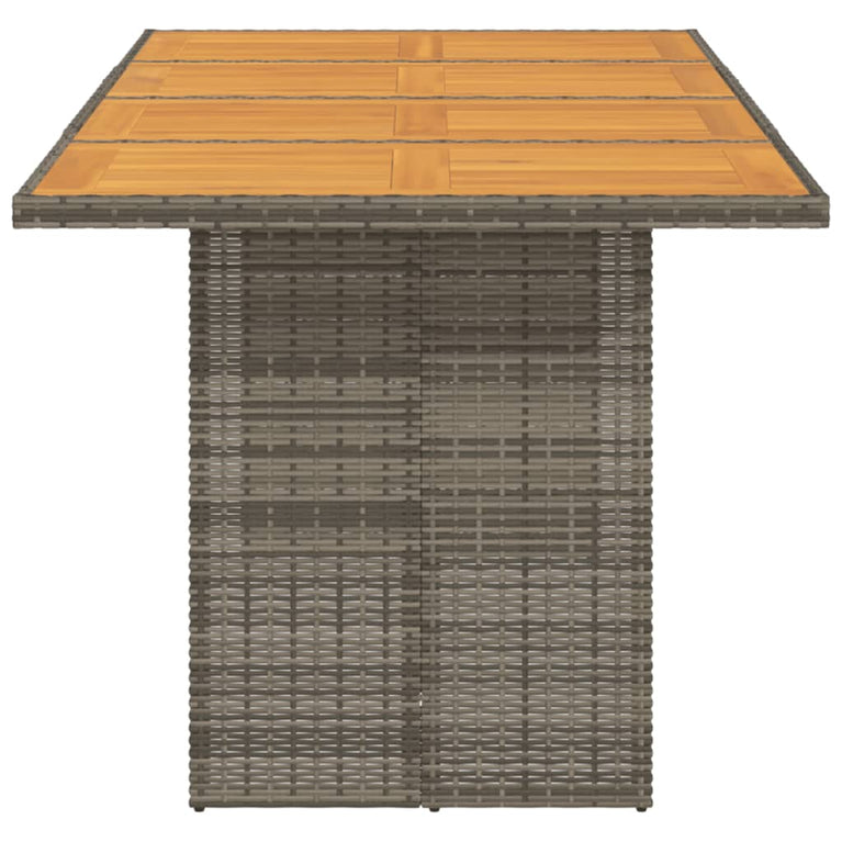 Tuintafel met acaciahouten blad 190x80x74 cm poly rattan grijs