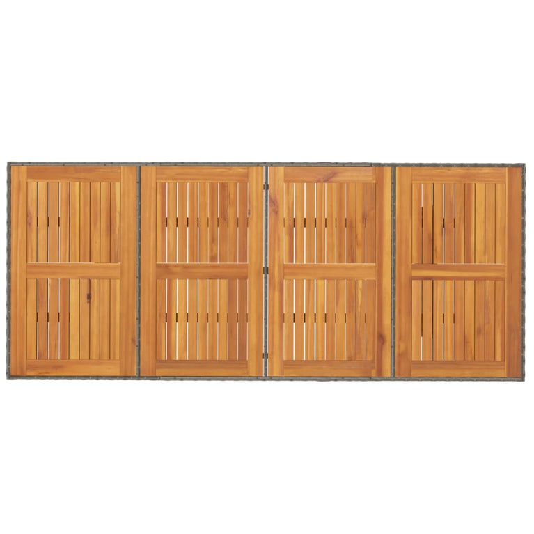 Tuintafel met acaciahouten blad 190x80x74 cm poly rattan grijs
