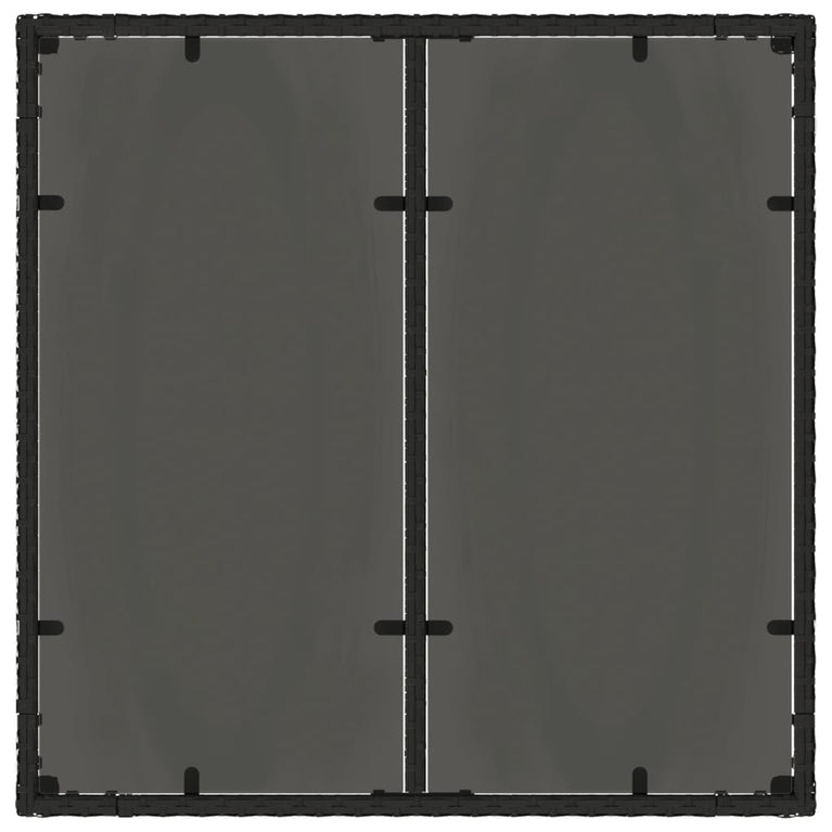 Tuintafel met glazen blad 90x90x75 cm poly rattan