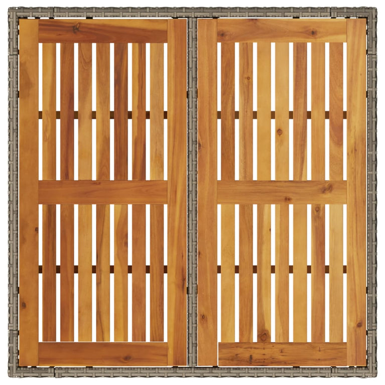 Tuintafel met acaciahouten blad 90x90x75 cm poly rattan grijs