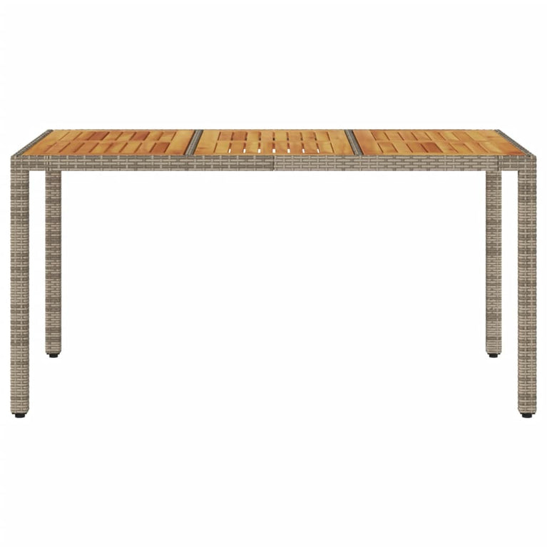Tuintafel met acaciahouten blad 150x90x75 cm poly rattan grijs