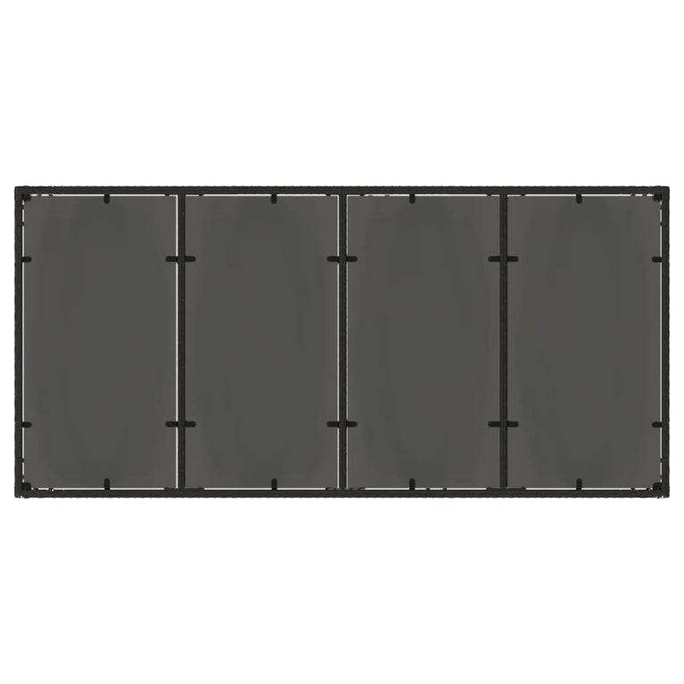 Tuintafel met glazen blad 190x90x75 cm poly rattan zwart