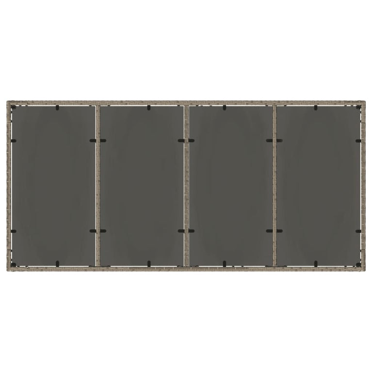 Tuintafel met glazen blad 190x90x75 cm poly rattan grijs