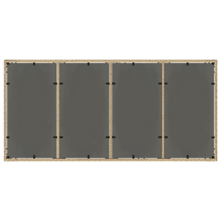 Tuintafel met glazen blad 190x90x75 cm poly rattan beige