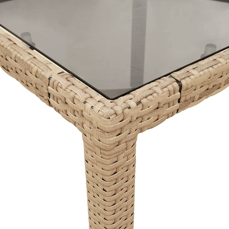 Tuintafel met glazen blad 190x90x75 cm poly rattan beige