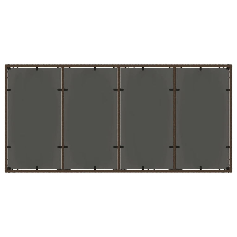 Tuintafel met glazen blad 190x90x75 cm poly rattan bruin