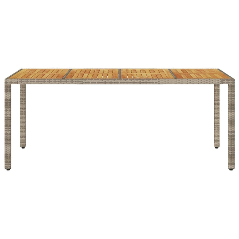 Tuintafel met acaciahouten blad 190x90x75 cm poly rattan grijs