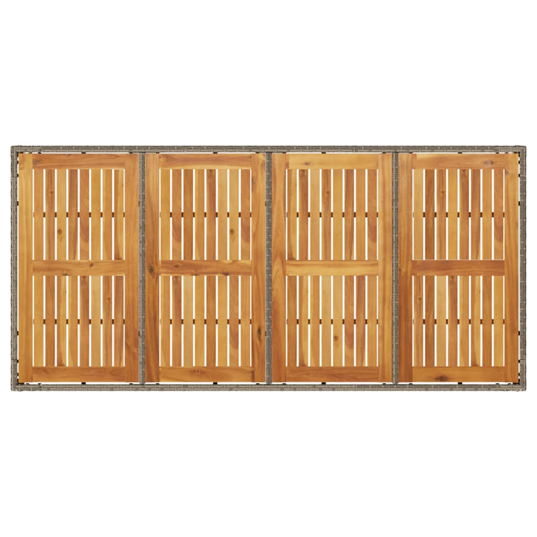 Tuintafel met acaciahouten blad 190x90x75 cm poly rattan grijs