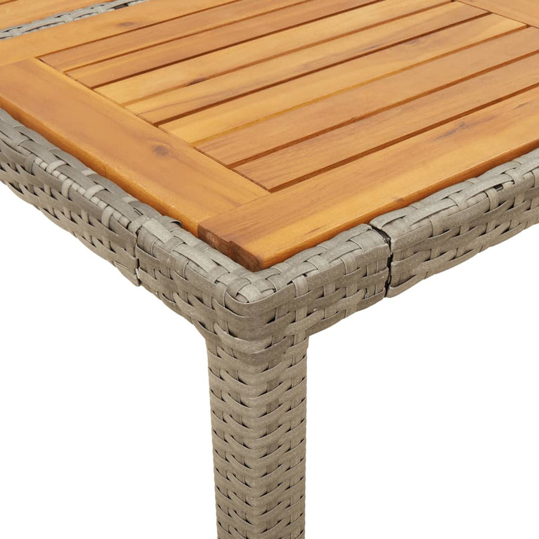 Tuintafel met acaciahouten blad 190x90x75 cm poly rattan grijs