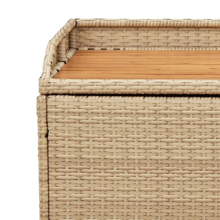 Opbergbankje 100x50x52 cm poly rattan acaciahout gemengd beige