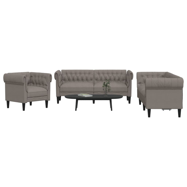 3-delige Loungeset stof taupe