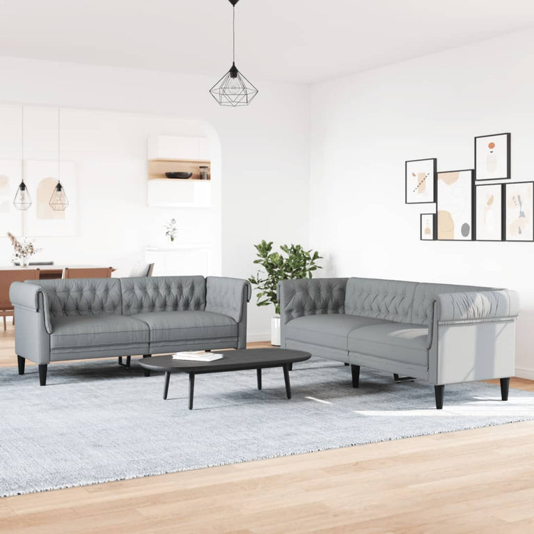 2-delige Loungeset stof lichtgrijs