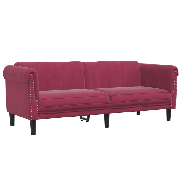 3-delige Loungeset fluweel wijnrood