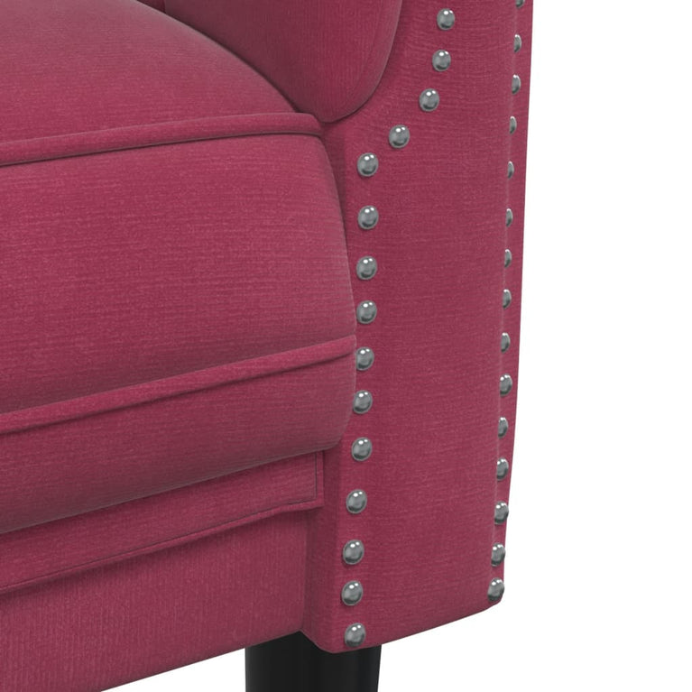 3-delige Loungeset fluweel wijnrood